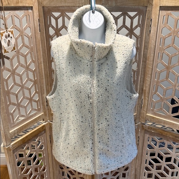 Talbots Jackets & Blazers - T by Talbots Cozy Off White Sherpa Vest with Funfetti Pattern Side Medium